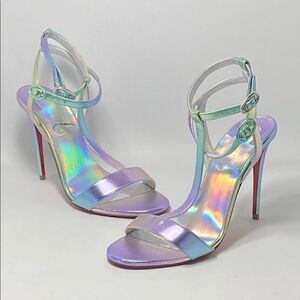 Christian Louboutin 100mm Mara Meatllic Leather Sandals size 37